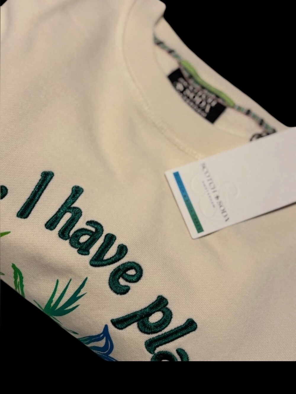 Scotch & Soda Graphic Sweatshirt – “Sorry, I Have Plans” – Cream – New With Tags